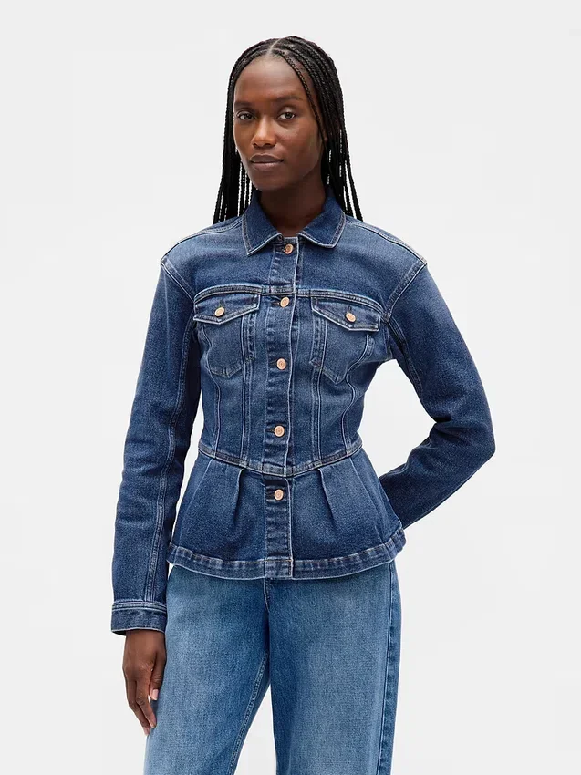 Denim Peplum Ceket