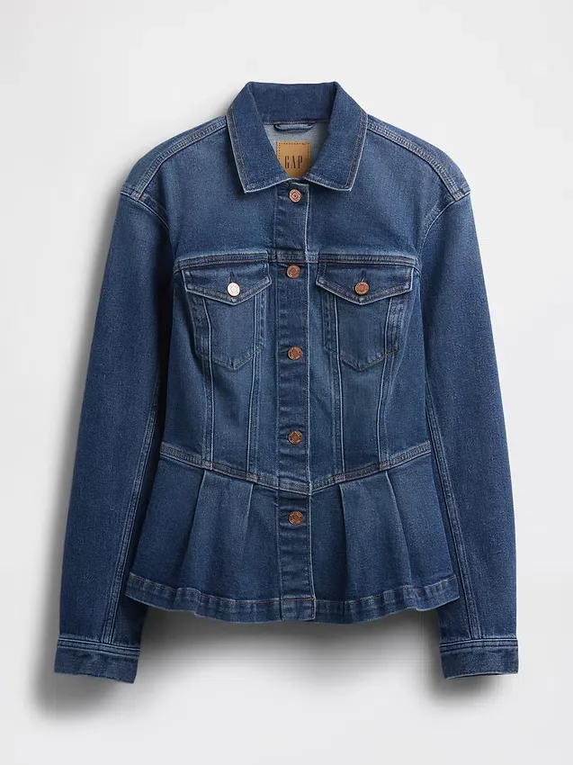 Denim Peplum Ceket