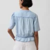 Denim Peplum Kısa Üst