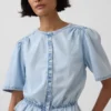 Denim Peplum Kısa Üst