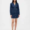Denim Pileli Mini Elbise