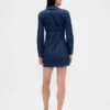Denim Pileli Mini Elbise
