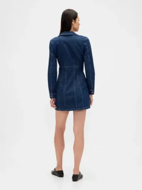Denim Pileli Mini Elbise
