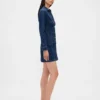 Denim Pileli Mini Elbise
