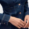 Denim Pileli Mini Elbise