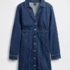 Denim Pileli Mini Elbise