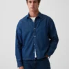 Denim Rahat Düz Etekli Gömlek