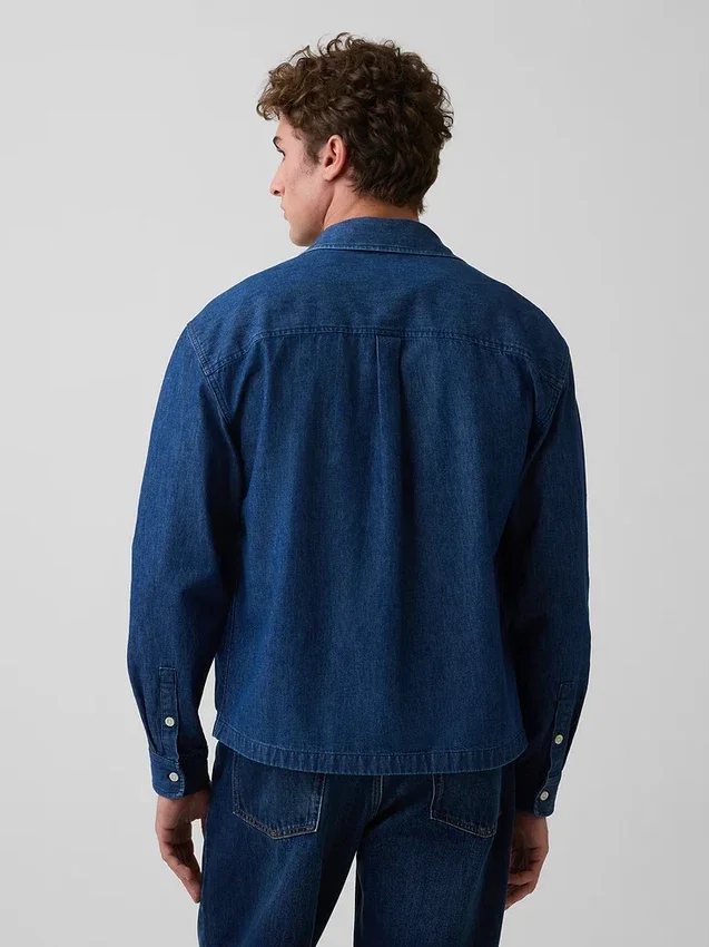 Denim Rahat Düz Etekli Gömlek