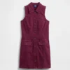 Denim Yakalı Düz Kesim Mini Elbise