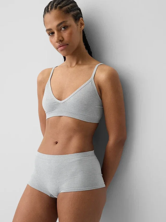 Dikişsiz Nervürlü Üçgen Bralette