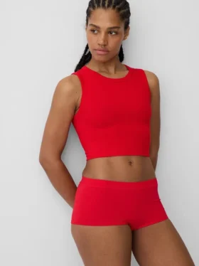 Dikişsiz Nervürlü Kısa Tank Top
