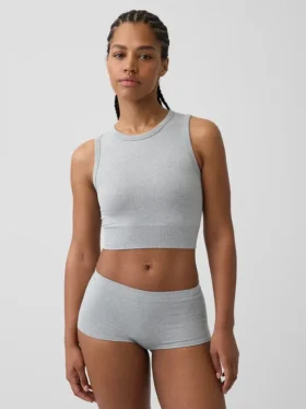 Dikişsiz Nervürlü Kısa Tank Top