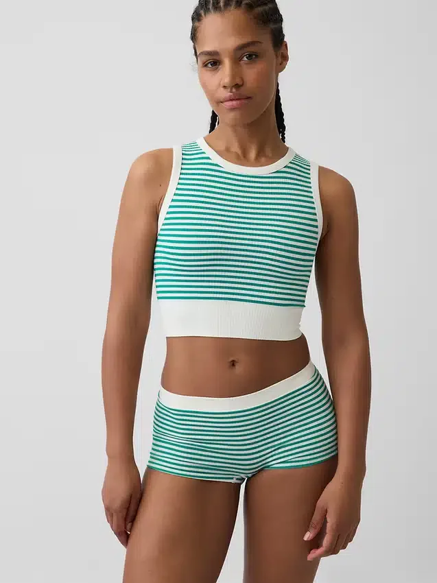 Dikişsiz Nervürlü Kısa Tank Top
