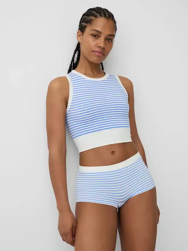 Dikişsiz Nervürlü Kısa Tank Top