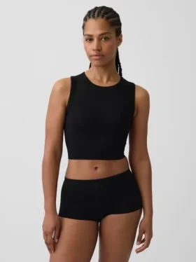 Dikişsiz Nervürlü Kısa Tank Top