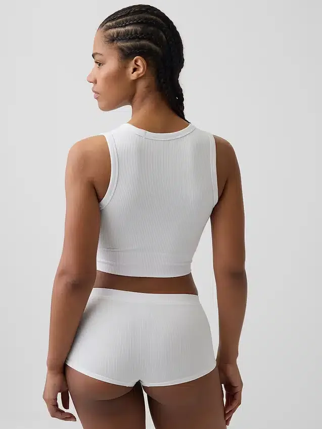 Dikişsiz Nervürlü Kısa Tank Top