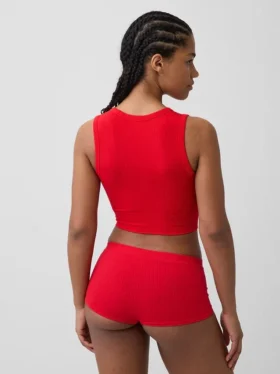 Dikişsiz Nervürlü Kısa Tank Top
