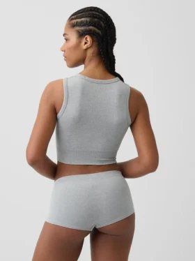 Dikişsiz Nervürlü Kısa Tank Top
