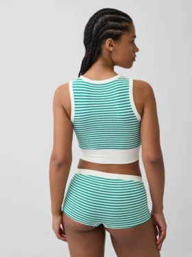 Dikişsiz Nervürlü Kısa Tank Top