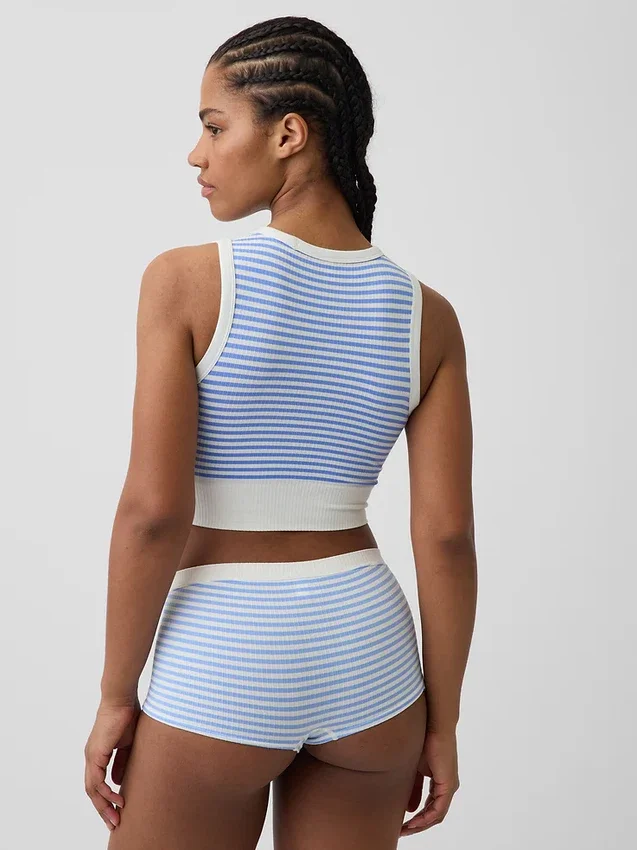 Dikişsiz Nervürlü Kısa Tank Top