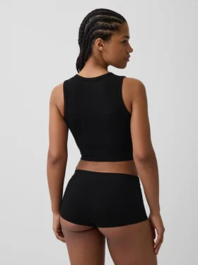 Dikişsiz Nervürlü Kısa Tank Top