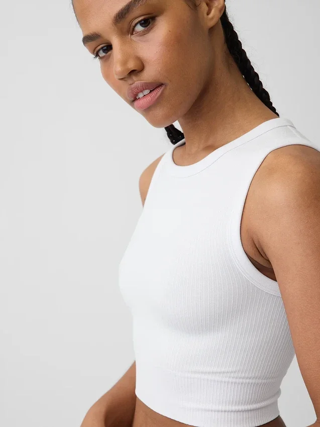 Dikişsiz Nervürlü Kısa Tank Top