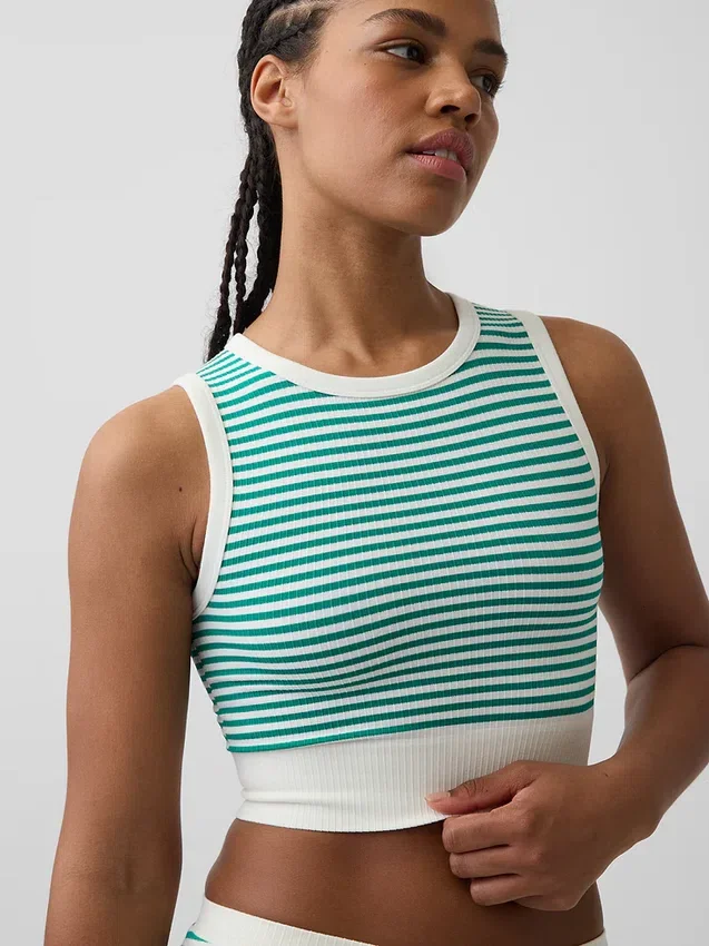 Dikişsiz Nervürlü Kısa Tank Top
