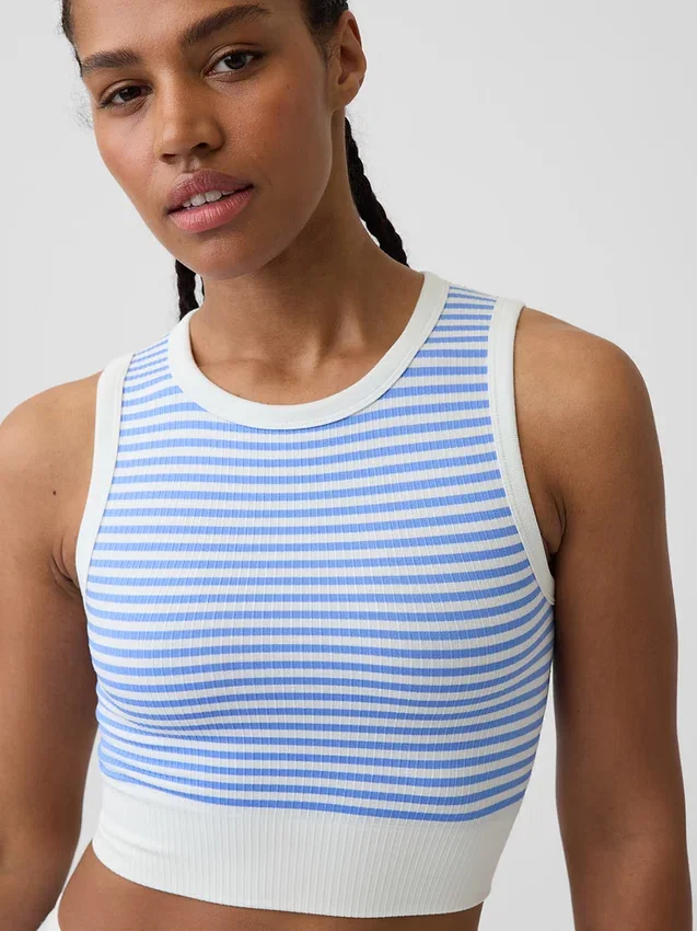Dikişsiz Nervürlü Kısa Tank Top
