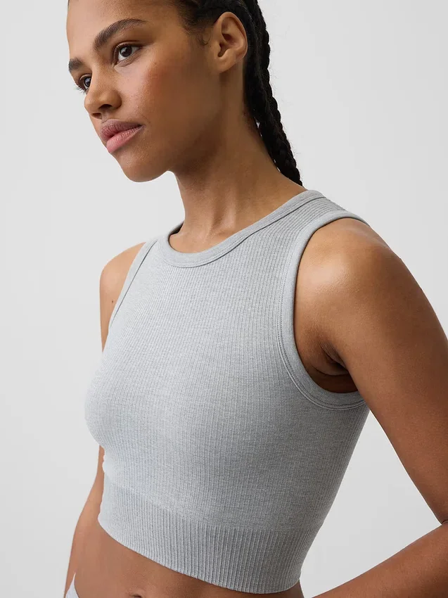 Dikişsiz Nervürlü Kısa Tank Top