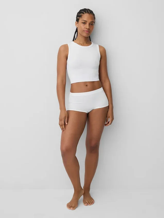 Dikişsiz Nervürlü Kısa Tank Top