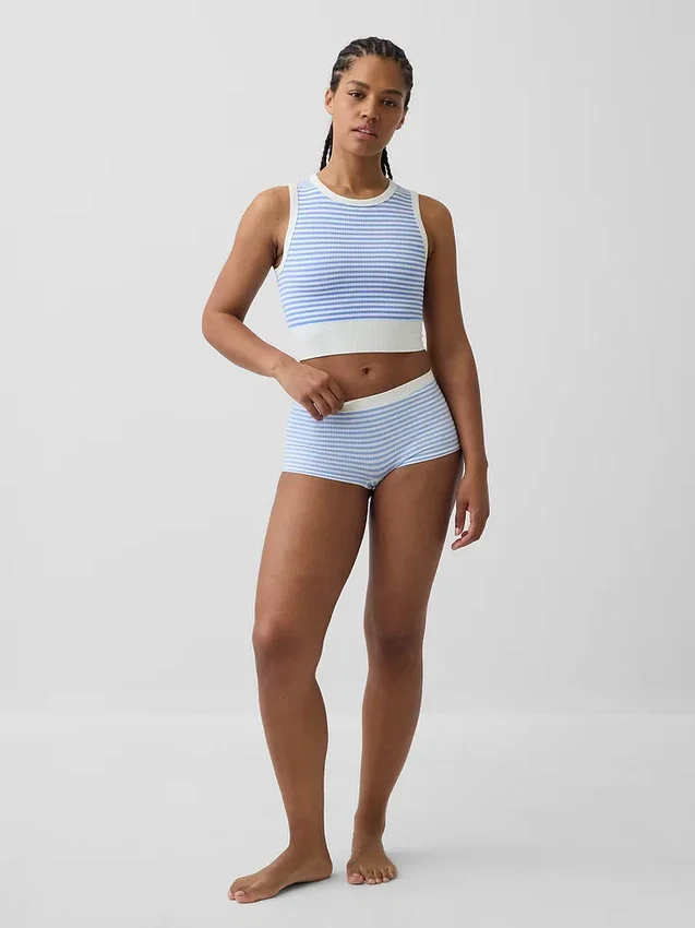Dikişsiz Nervürlü Kısa Tank Top