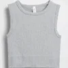 Dikişsiz Nervürlü Kısa Tank Top