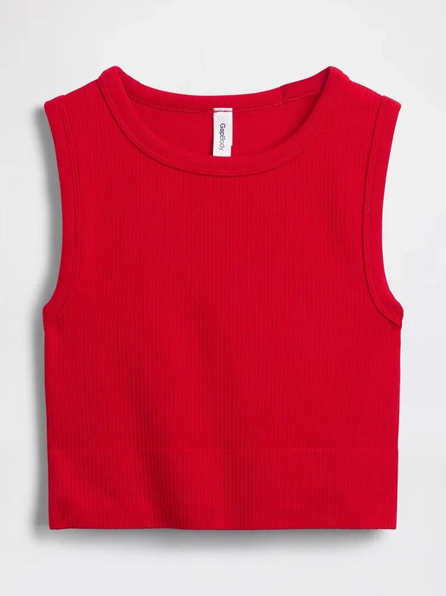 Dikişsiz Nervürlü Kısa Tank Top