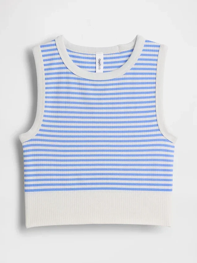 Dikişsiz Nervürlü Kısa Tank Top