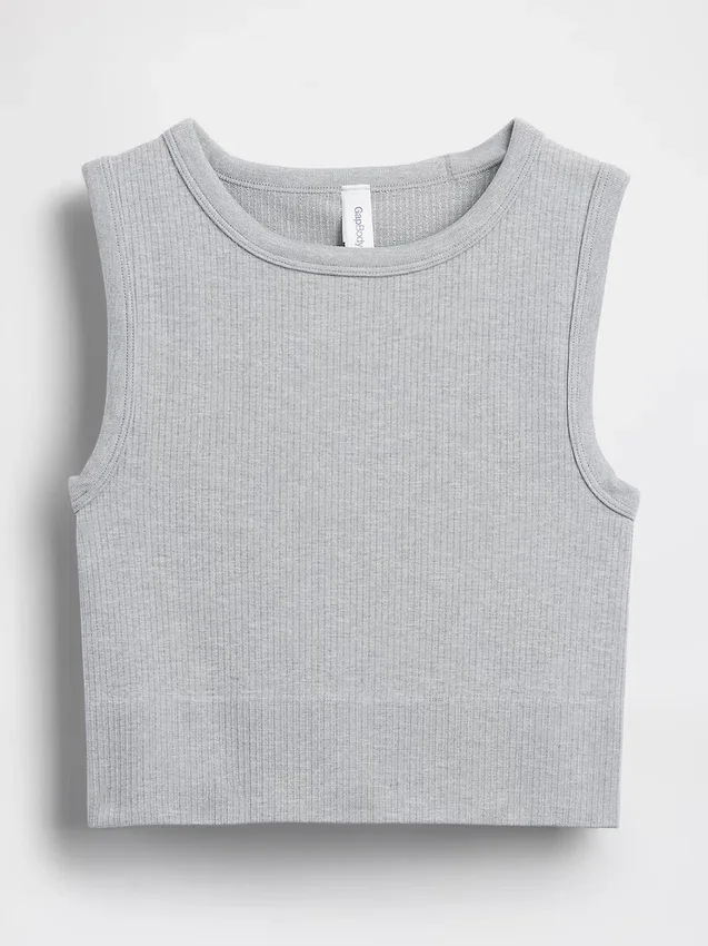 Dikişsiz Nervürlü Kısa Tank Top