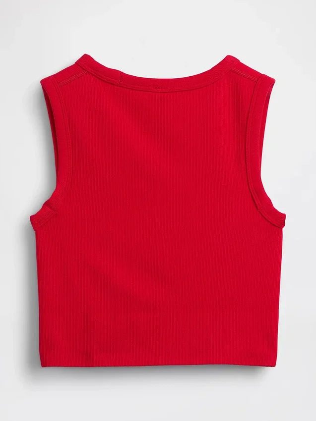 Dikişsiz Nervürlü Kısa Tank Top
