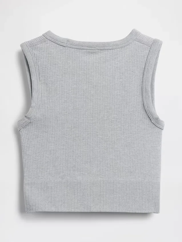 Dikişsiz Nervürlü Kısa Tank Top