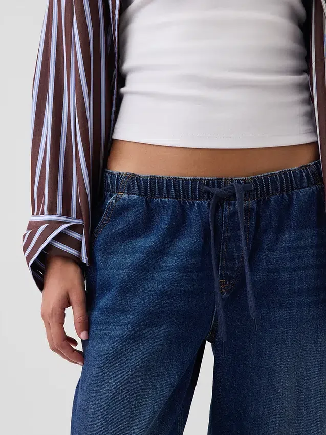 Düşük Bel '90'lar Stili Bol Kesim Kısa Jean