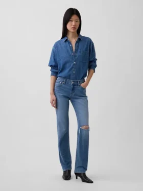 Düşük Bel '90'lar Stilinde Dar Düz Kesim Jean