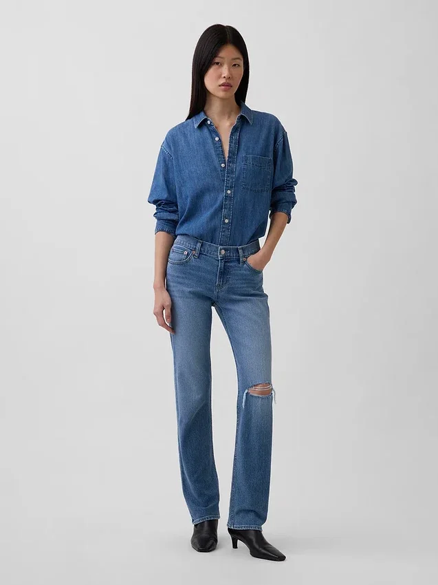 Düşük Bel '90'lar Stilinde Dar Düz Kesim Jean
