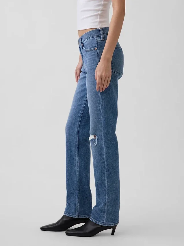 Düşük Bel '90'lar Stilinde Dar Düz Kesim Jean