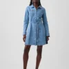 Düğmeli Denim Mini Elbise