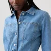 Düğmeli Denim Mini Elbise
