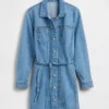 Düğmeli Denim Mini Elbise