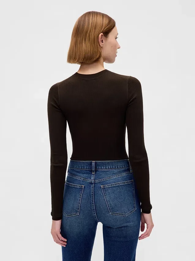 Şeffaf Nervürlü Kazak Çıtçıtlı Body