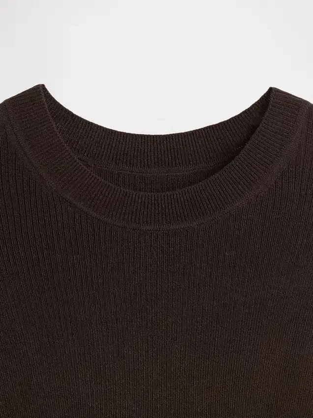 Şeffaf Nervürlü Kazak Çıtçıtlı Body