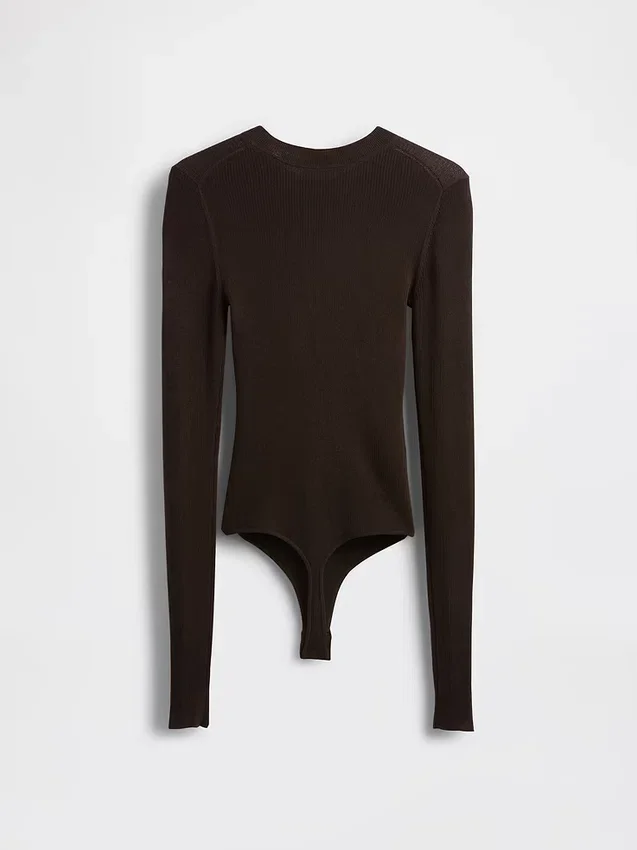 Şeffaf Nervürlü Kazak Çıtçıtlı Body