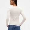 Şeffaf Ribana Henley Tişört