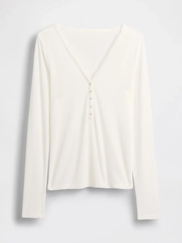 Şeffaf Ribana Henley Tişört