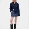 Ekose Desenli Denim Mini Etek